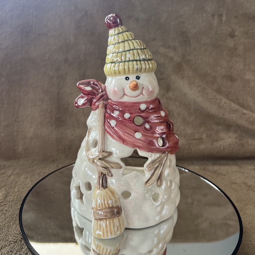 Yankee Candle Snowman Iridescent Tea Light Holder Christmas Holiday Decor Gift